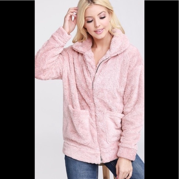 ❌LAST ONE❌ Super Soft and Cozy Pink Sherpa Jacket / L / NWT - Picture 7 of 8
